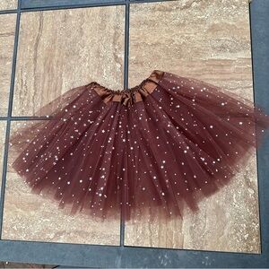 Brown Tulle Skirt with Star Accents 3T to 5t
